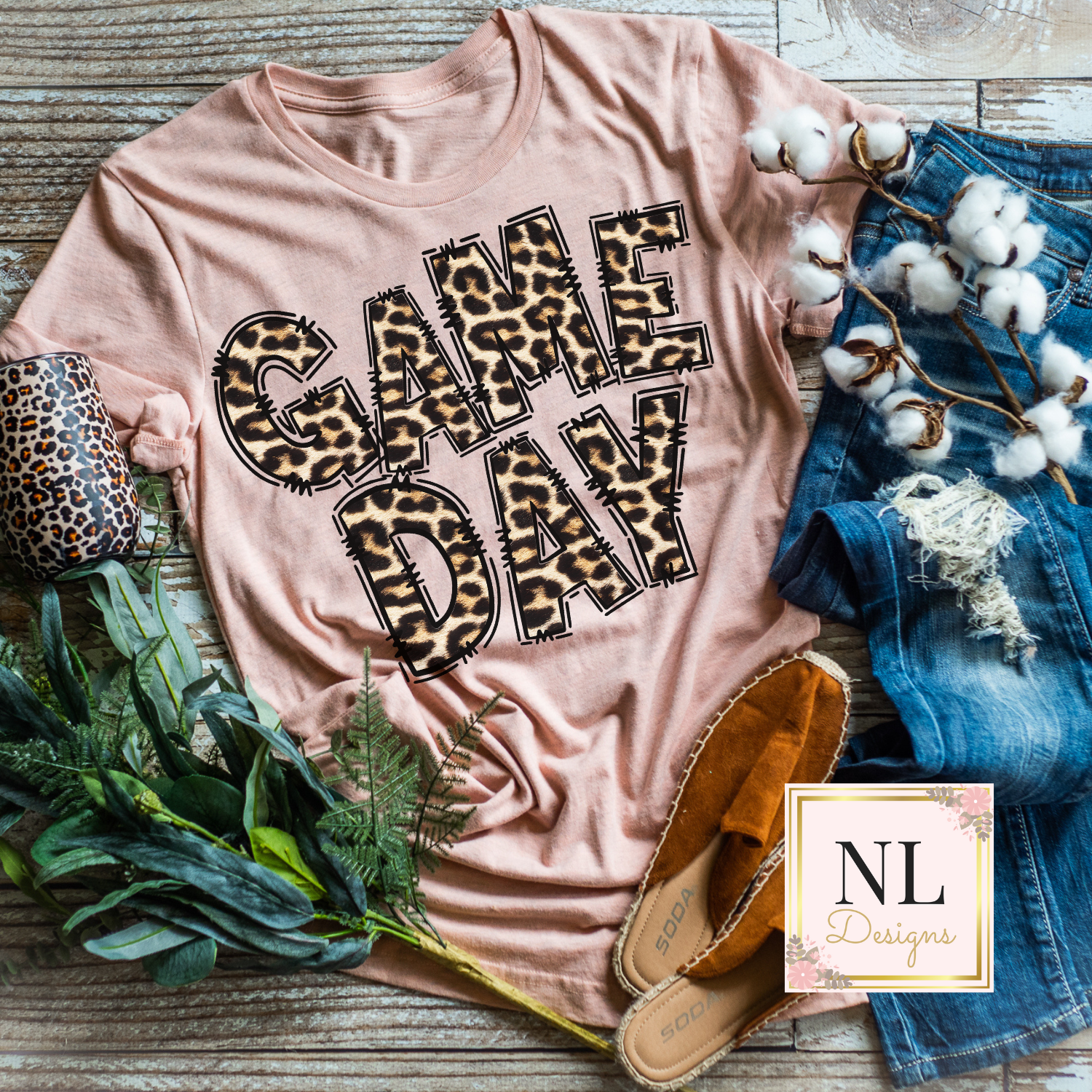 Game Day Leopard Doodle Letters