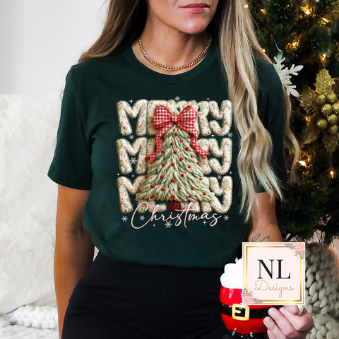 Merry Merry Merry Christmas Faux Yarn