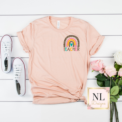 Teacher Rainbow Pocket Tee