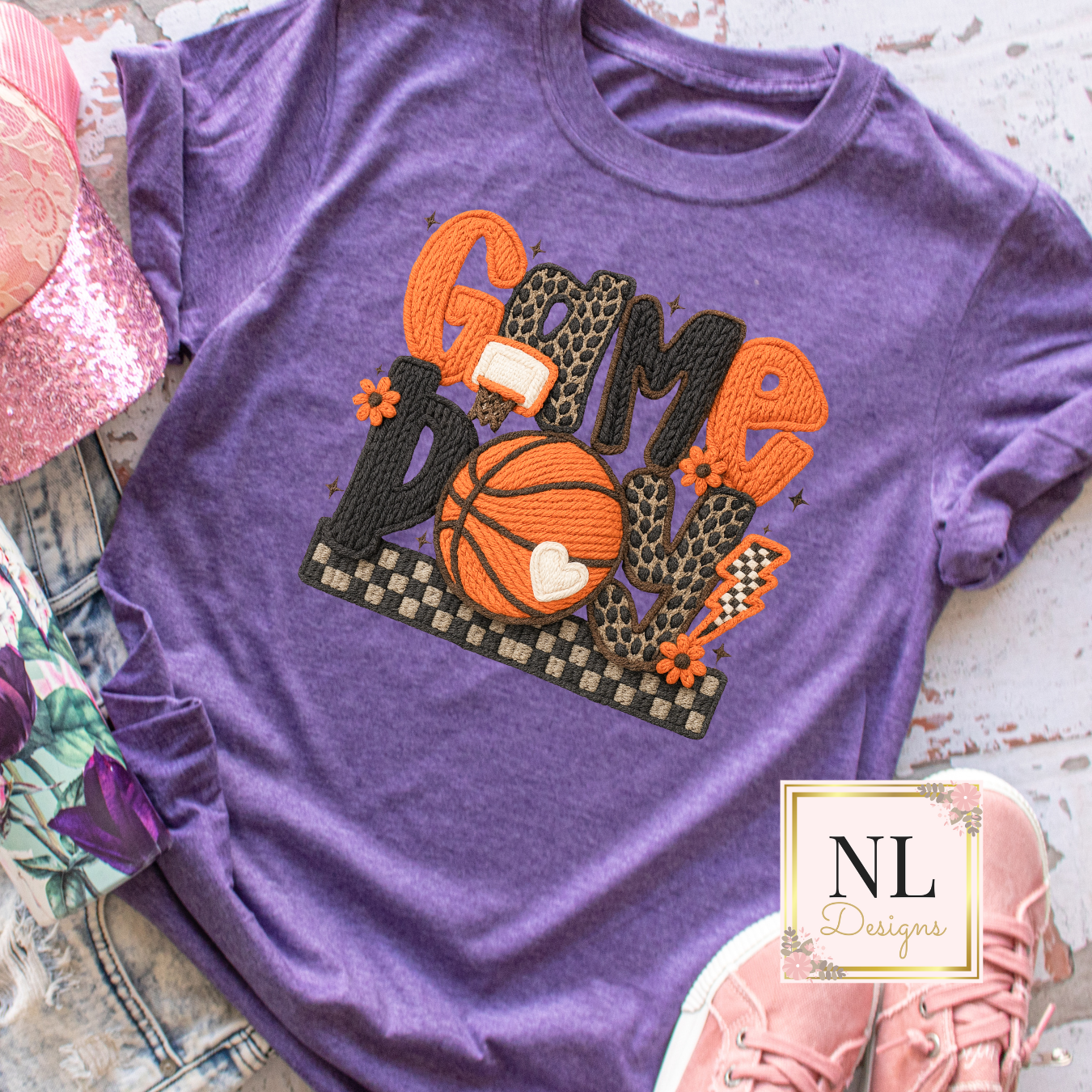 Basketball Gameday Faux Embroidery