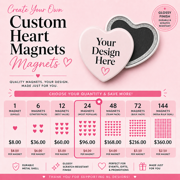 Custom 2.25" Heart-Shaped Magnet
