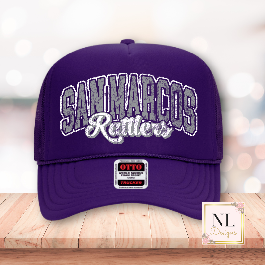 San Marcos Rattlers Distressed Foam Trucker Cap