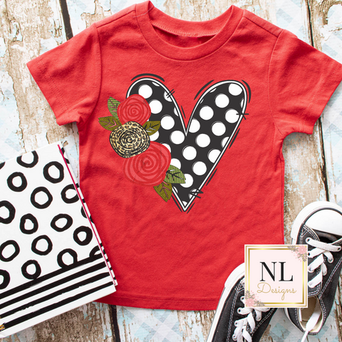 Black Polka Dot Heart Youth