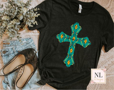 Distressed Teal Cross