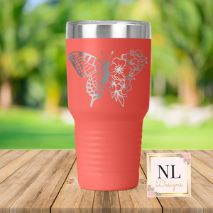 Butterfly Daisy Engraved 30oz Tumbler