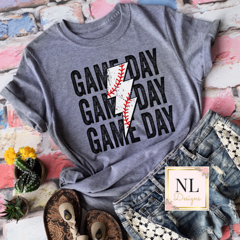 Game Day Baseball Lightning Bolt