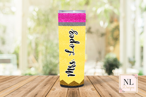 Glitter Pencil Skinny Tumbler