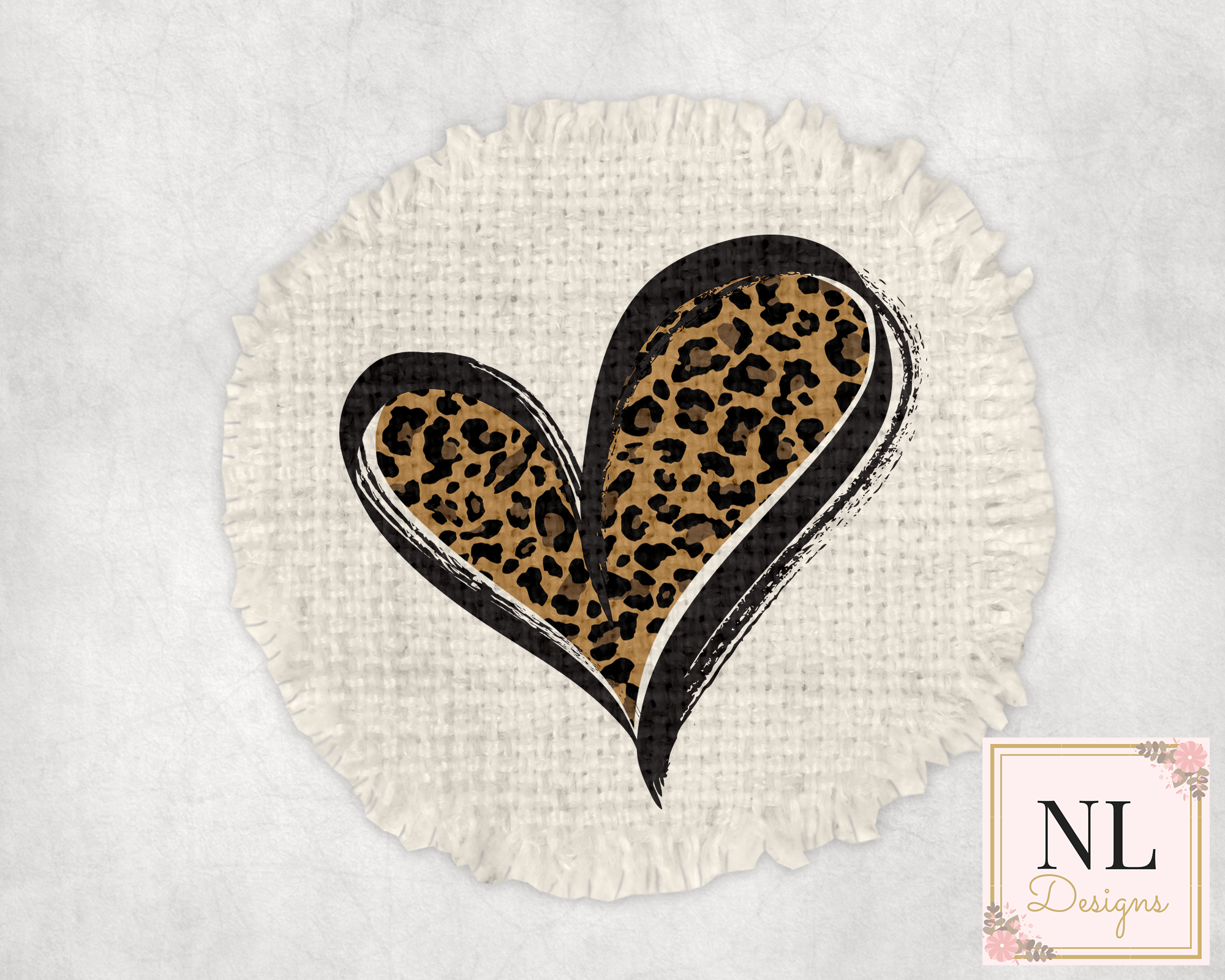 Leopard Heart Raggedy Round Patch
