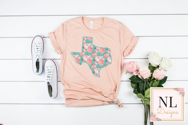 Teal and Pink Floral Texas