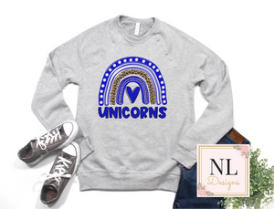 Unicorns School Spirit Leopard Rainbow Sweatshirt
