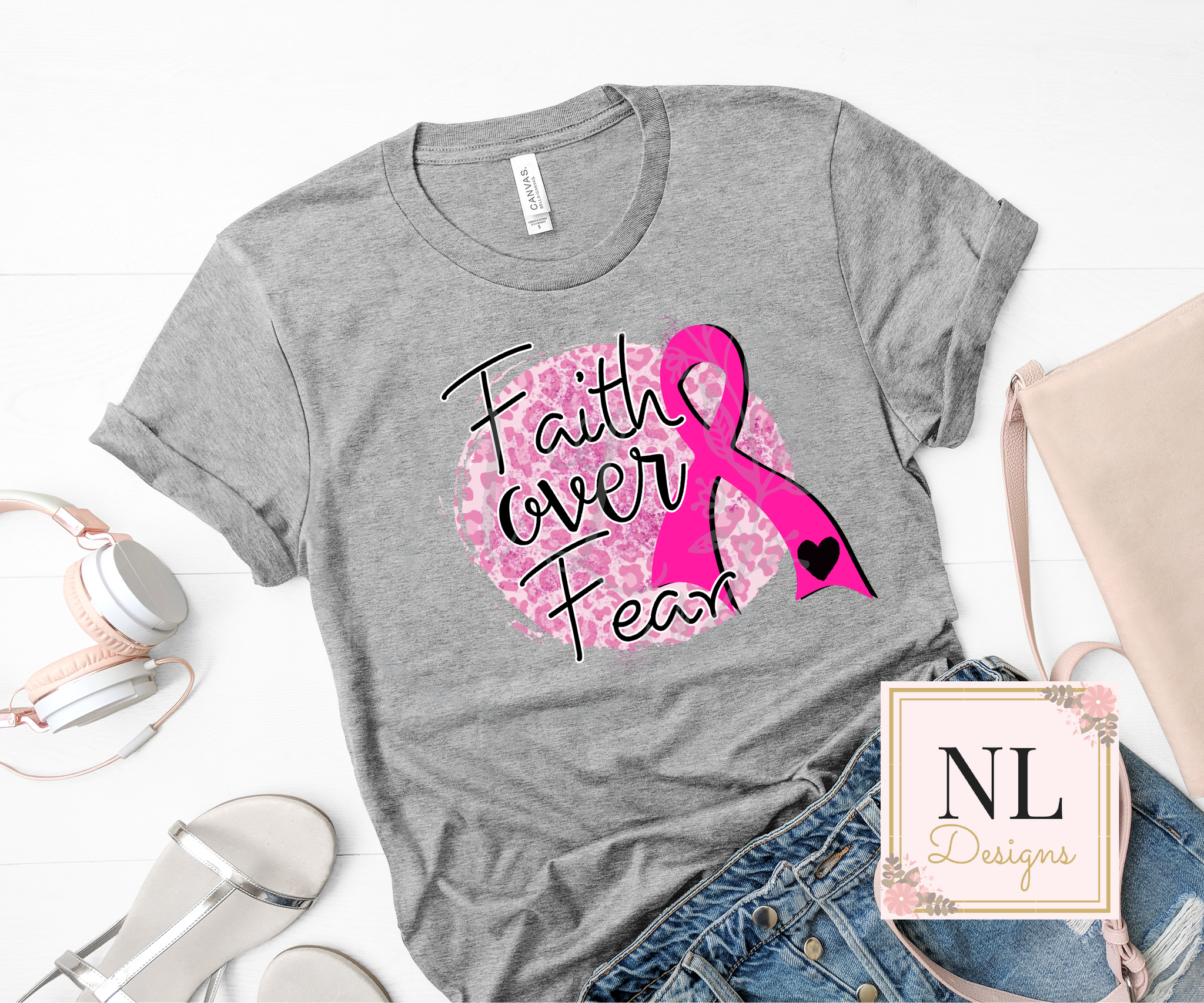 Faith Over Fear Breast Cancer Ribbon